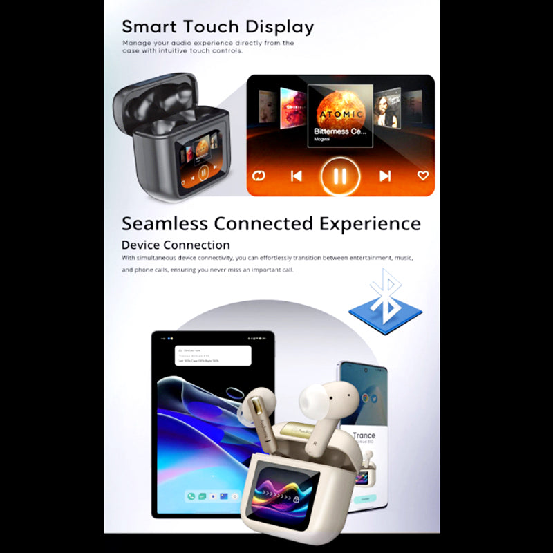 Audionic Trance Airbud 810 – Smart Touch Display | ANC | Quad Mic | 20 Hours Playtime
Enjoy next-level wireless audio with Audionic Trance Airbud 810