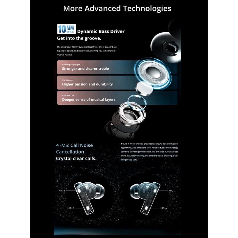 Audionic Trance Airbud 810 – Smart Touch Display | ANC | Quad Mic | 20 Hours Playtime
Enjoy next-level wireless audio with Audionic Trance Airbud 810