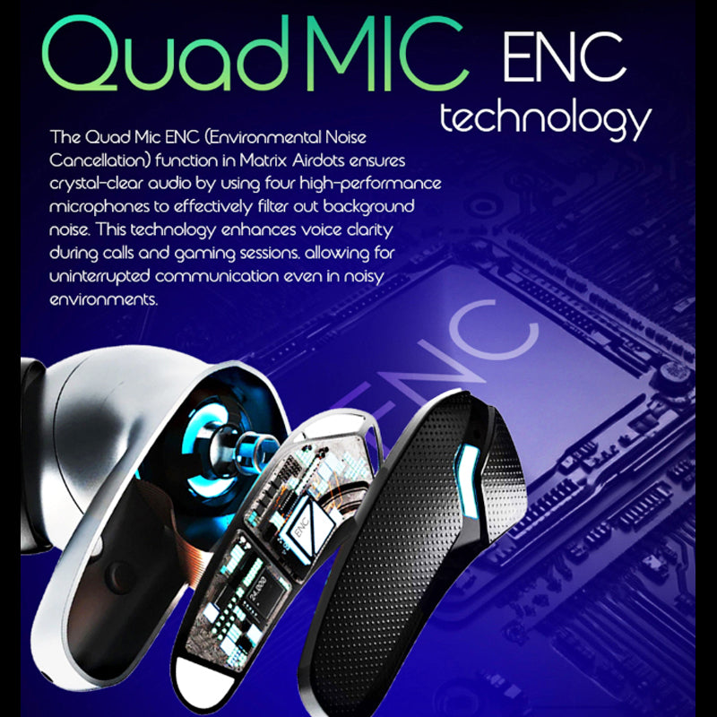 Dany Matrix Airdots 400 – Quad Mic ENC | Gaming Mode | 40 Hours Playtime