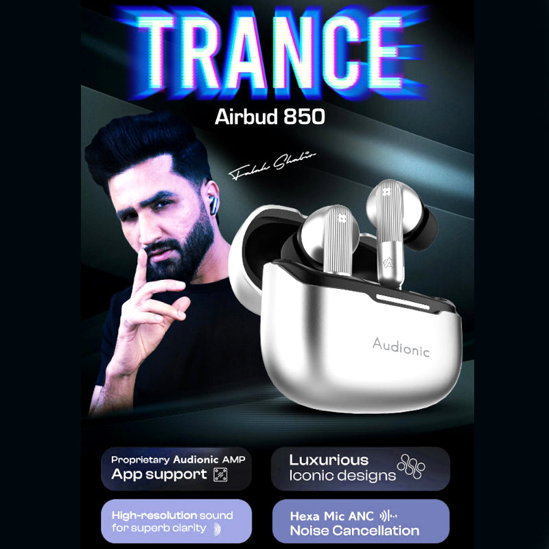 🎧Audionic Trance Airbud 850 – Hexa Mic ANC Wireless Earbuds – 50H Playtime, 45ms Low Latency, 3D Spatial Audio, IPX5 Water Resistant and BT 5.4 TWS Earphones